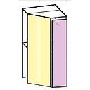 [RIGHT END PANEL OLMO] БАРУУН ТӨГСГӨЛ ОЛМО 2 ХААЛГАТАЙ БУЛАНГИЙН ШКАФ 245*53*1.8