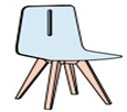 [2CJSD002 - 6] CHAIR WITH WOODEN LEGS
