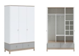 [BONO GREY WARDROBE 3 DOORS] WARDROBE 3 DOORS